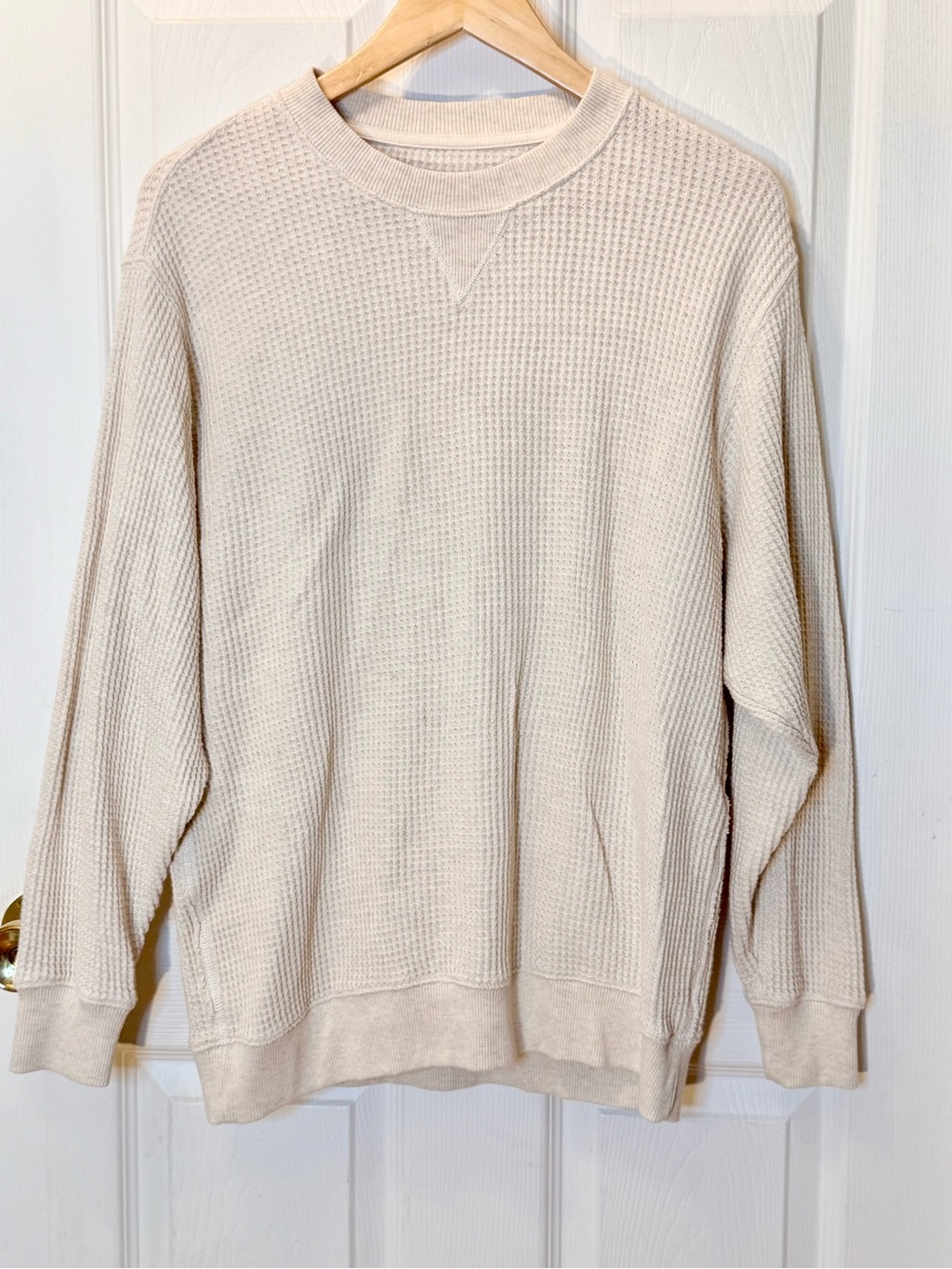 Garage Women’s Cream Waffle Thermal Oversized Raw Seam Top - Size XS